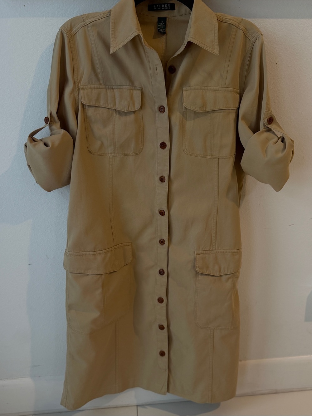 Ralph Lauren Khaki Utility Trench Shirt Dress
